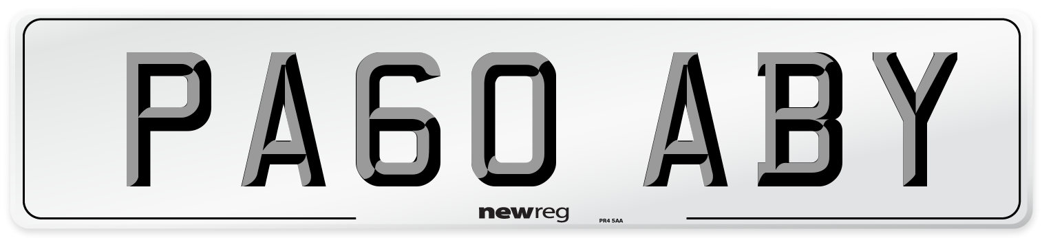 PA60 ABY Number Plate from New Reg